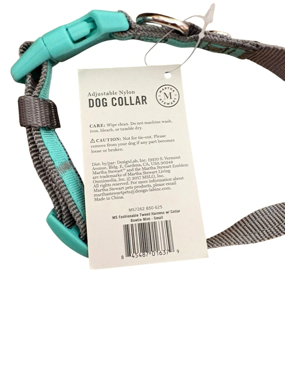 Martha Stewart Dog Collar adjustable nylon blue size 14 NEW
